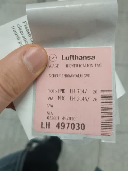 Mein Gepäckzettel.